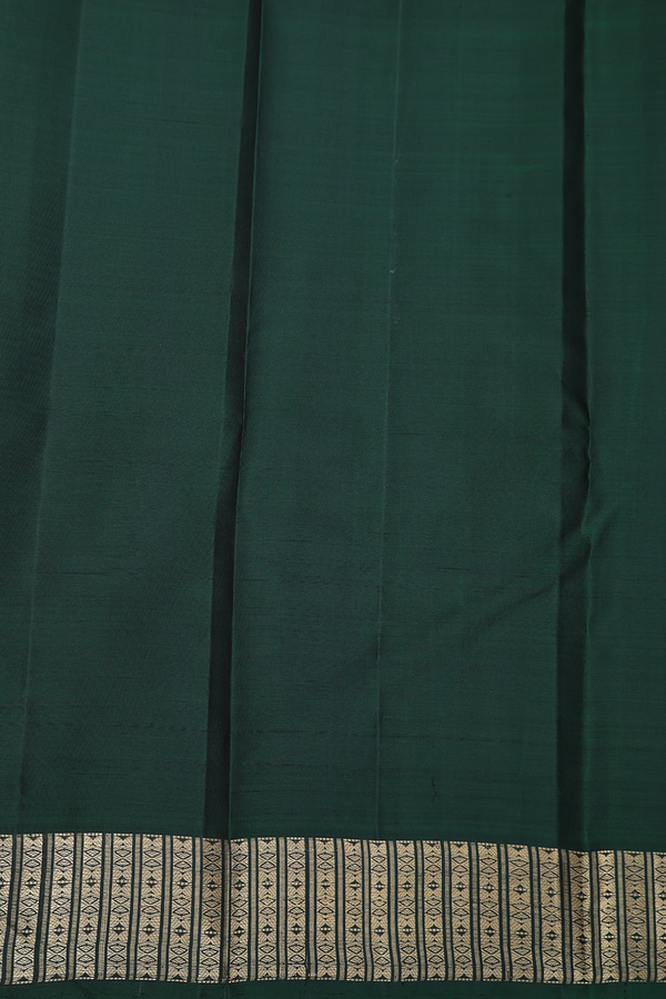 Kanchipuram Silk Saree In Forest Green With Stripes Design