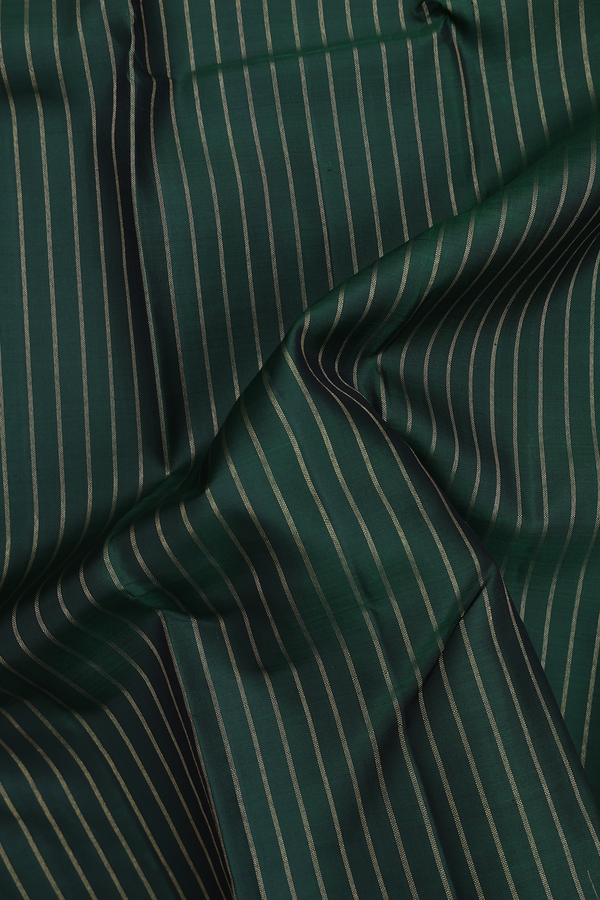Kanchipuram Silk Saree In Forest Green With Stripes Design