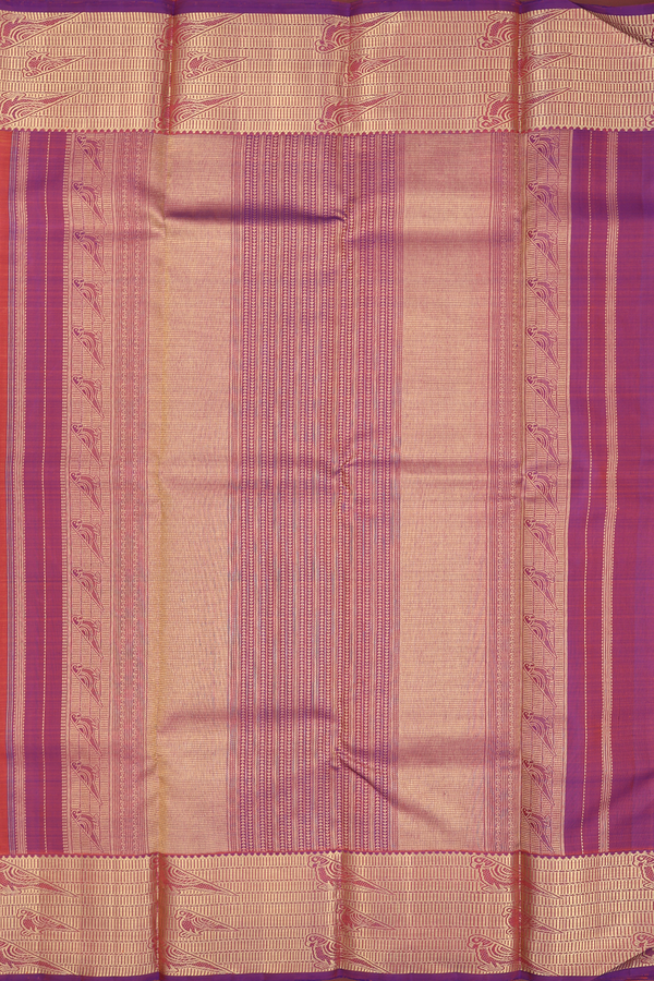Kanchipuram Silk Saree In Rust Orange With Checks Design