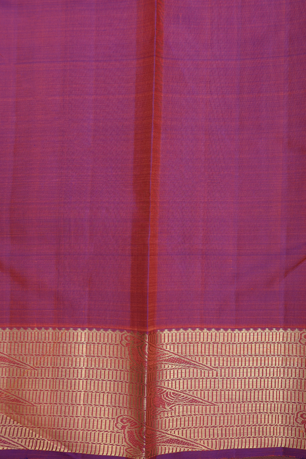 Kanchipuram Silk Saree In Rust Orange With Checks Design