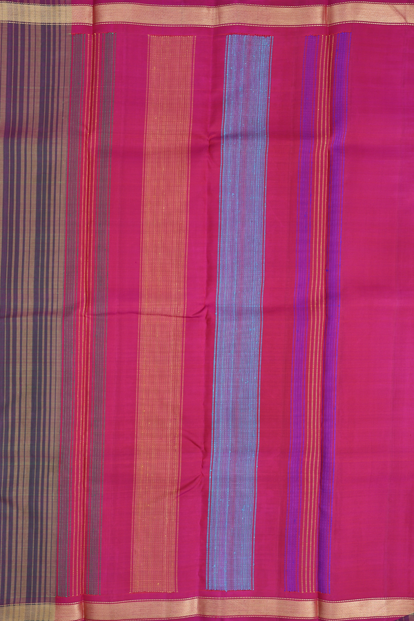 Kanchipuram Silk Saree In Dual Tone With Stripes Design
