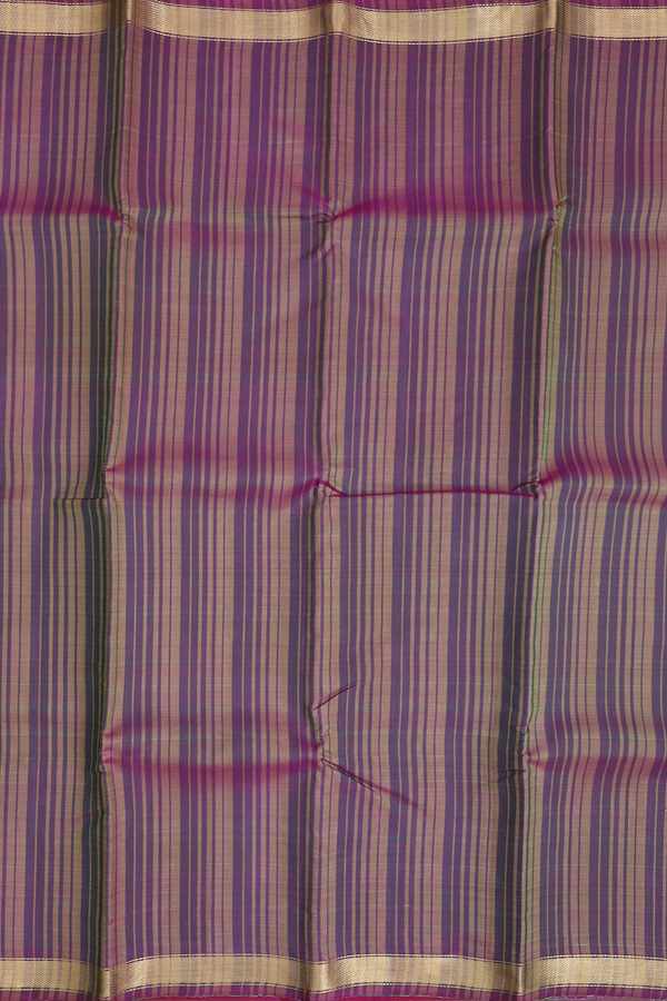 Kanchipuram Silk Saree In Dual Tone With Stripes Design