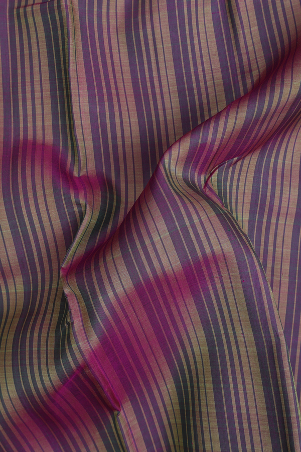 Kanchipuram Silk Saree In Dual Tone With Stripes Design