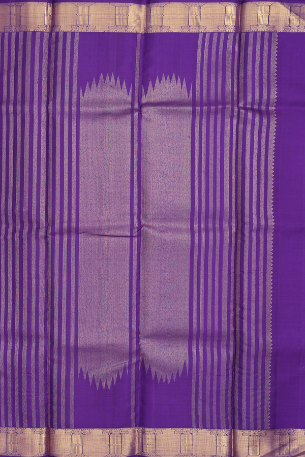 Kanchipuram Silk Saree In Purple With Chettinad Mahal Motifs