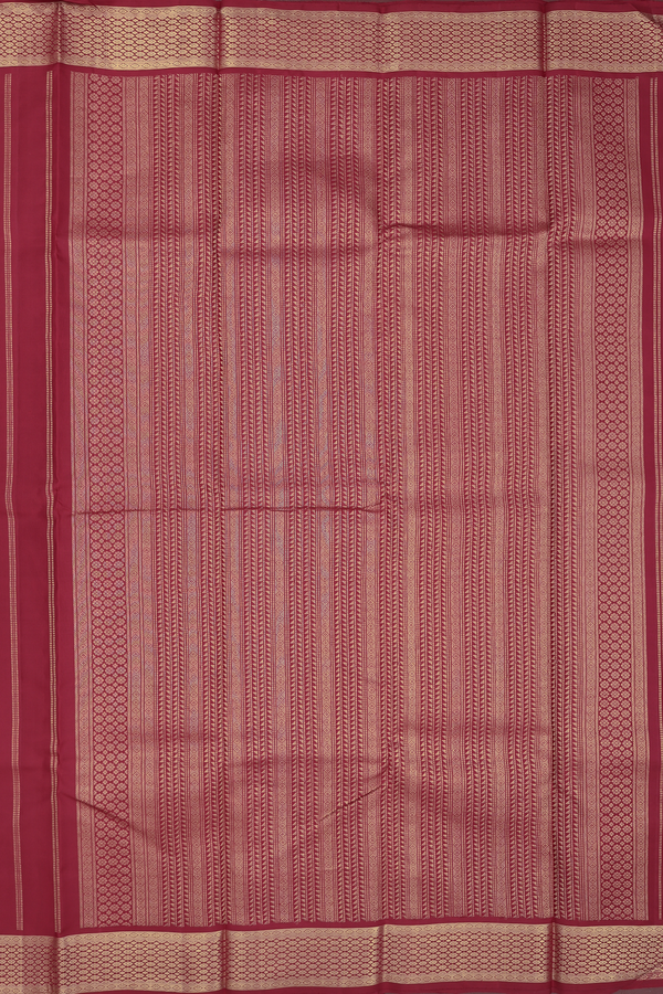 Kanchipuram Silk Saree In Red With Paisley Buttas
