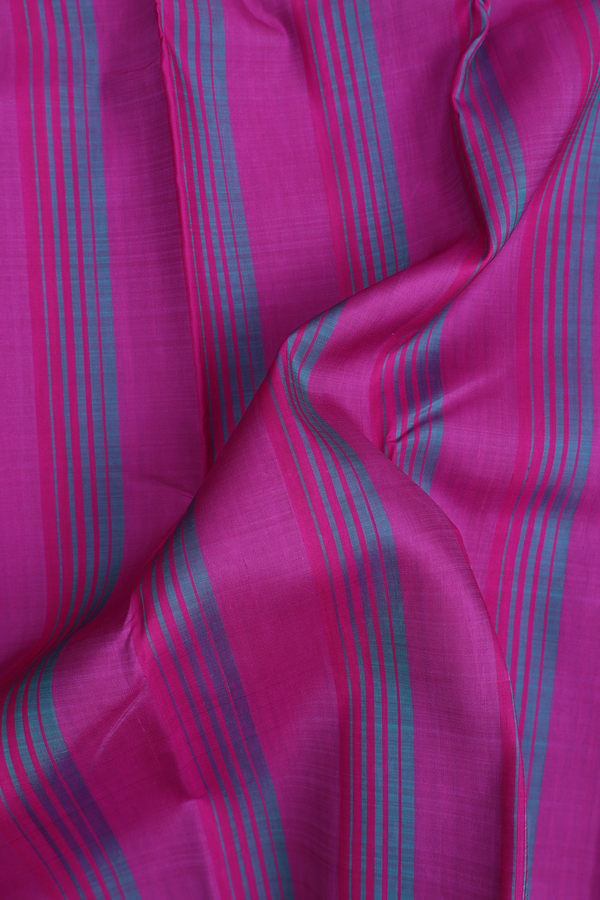 Kanchipuram Silk Saree Green And Purple With Stripes Design