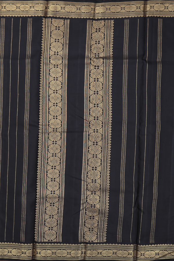 Kanchipuram Silk Saree In Chilli Red With Stripes Design