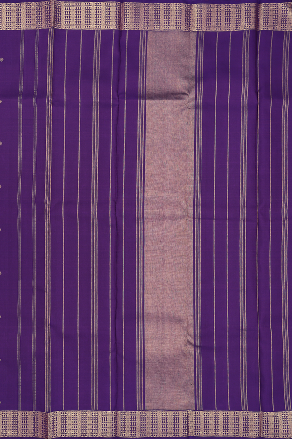 Kanchipuram Silk Saree In Royal Purple With Zari Buttas