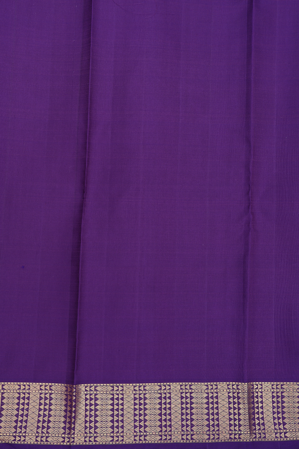 Kanchipuram Silk Saree In Royal Purple With Zari Buttas