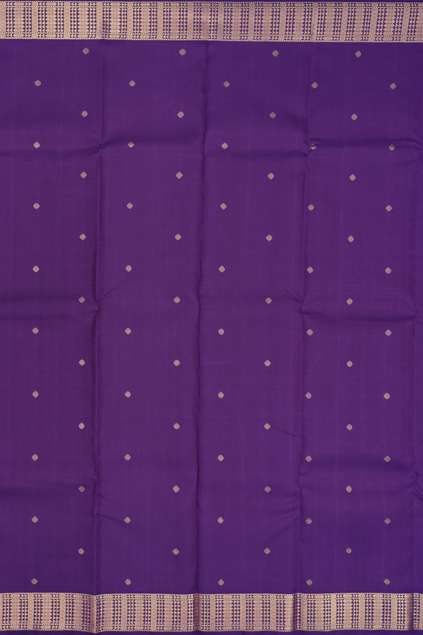 Kanchipuram Silk Saree In Royal Purple With Zari Buttas