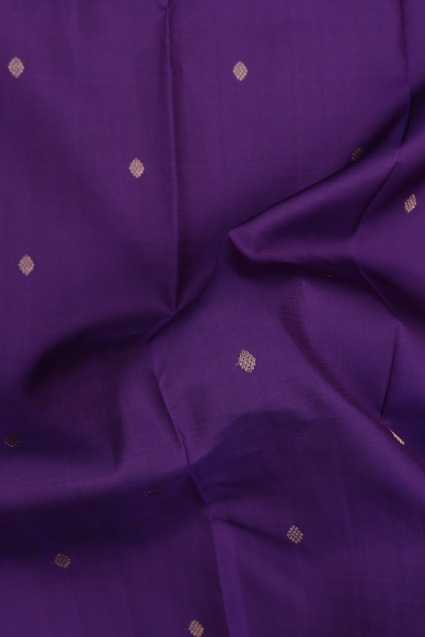Kanchipuram Silk Saree In Royal Purple With Zari Buttas