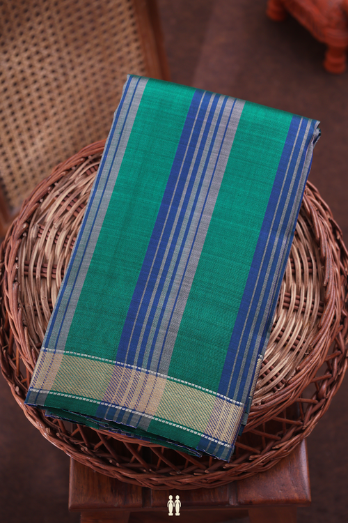 Kanchipuram Silk Saree In Multicolor With Stripes Design