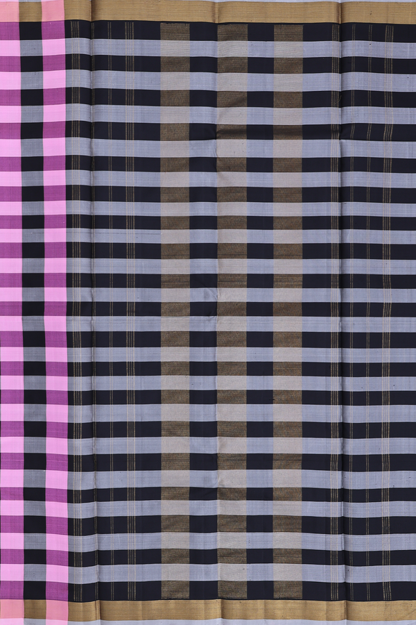 Kanchipuram Silk Saree In Multicolor With Checks Design