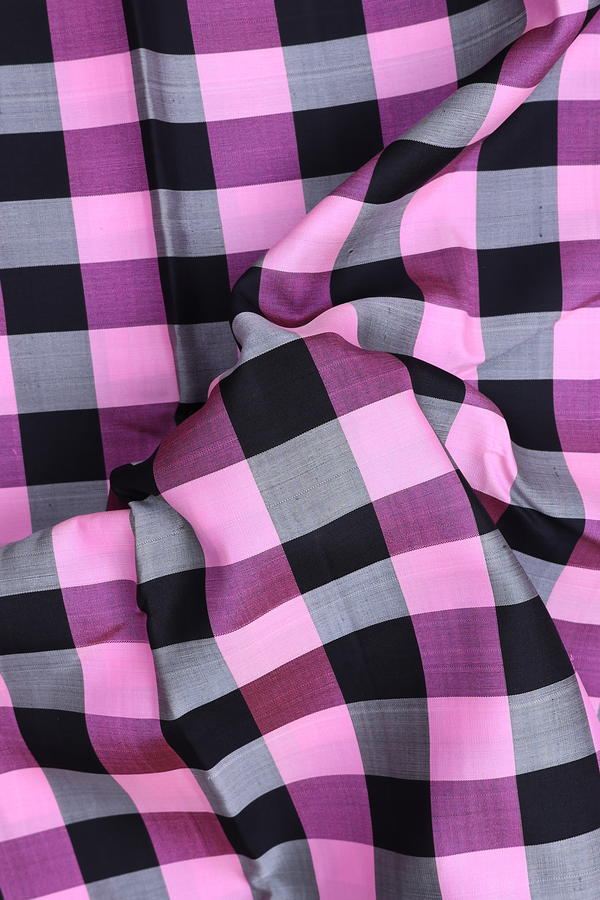 Kanchipuram Silk Saree In Multicolor With Checks Design