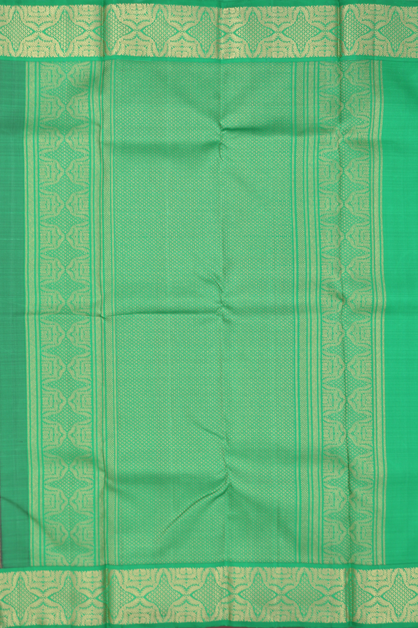 Kanchipuram Silk Saree In Deep Purple With Zari Buttas