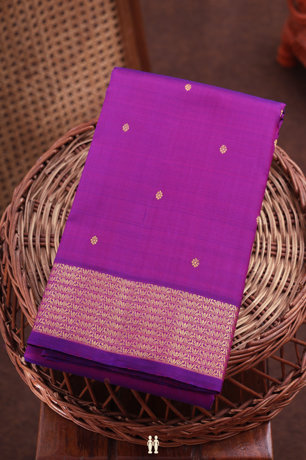 Kanchipuram Silk Saree In Purple With Zari Buttas