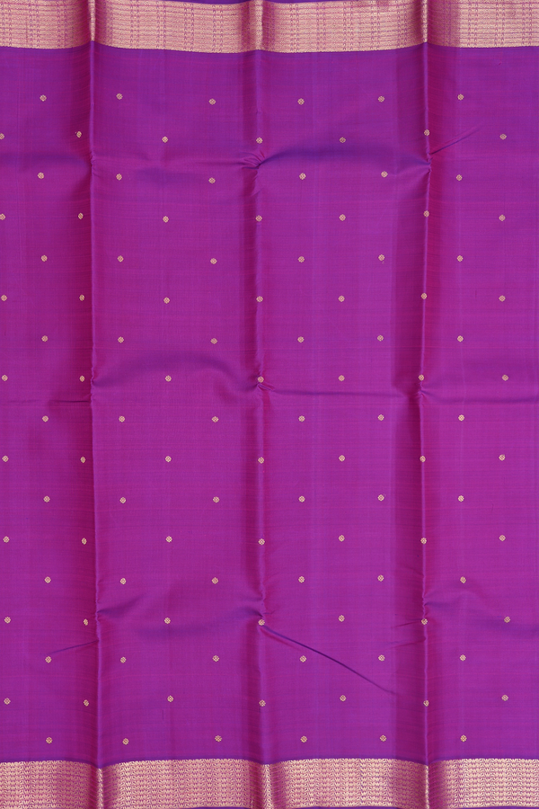 Kanchipuram Silk Saree In Purple With Zari Buttas