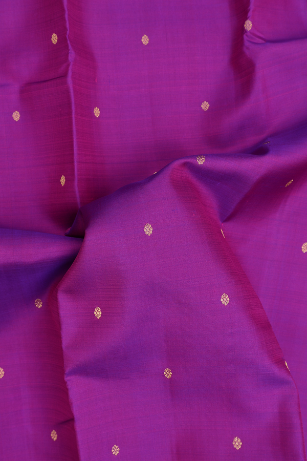 Kanchipuram Silk Saree In Purple With Zari Buttas