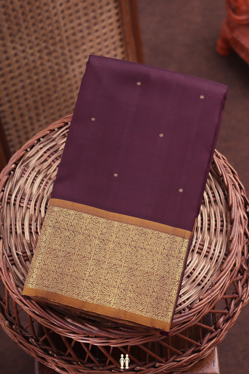 Kanchipuram Silk Saree In Dark Coffee Brown With Zari Buttis
