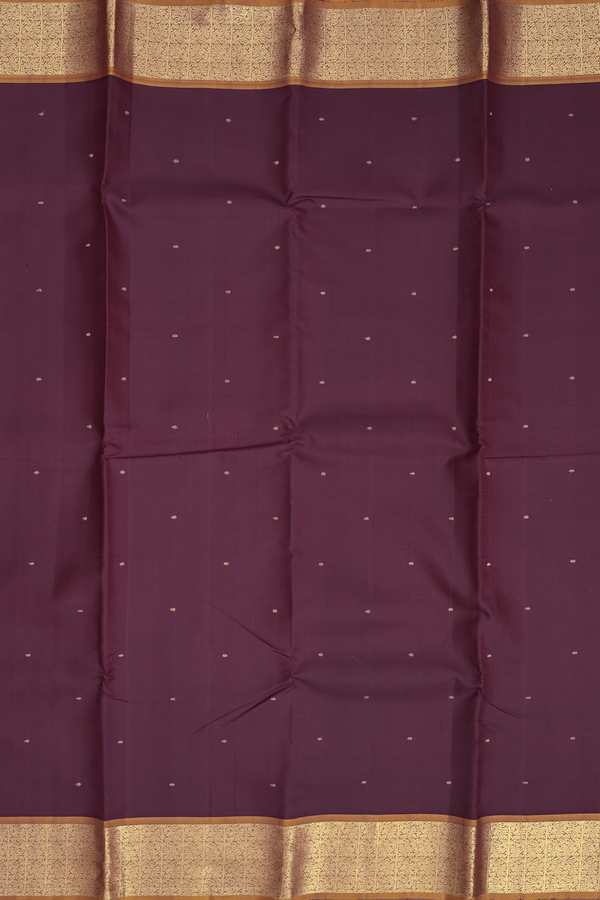 Kanchipuram Silk Saree In Dark Coffee Brown With Zari Buttis