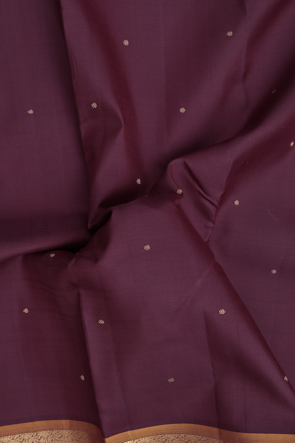 Kanchipuram Silk Saree In Dark Coffee Brown With Zari Buttis