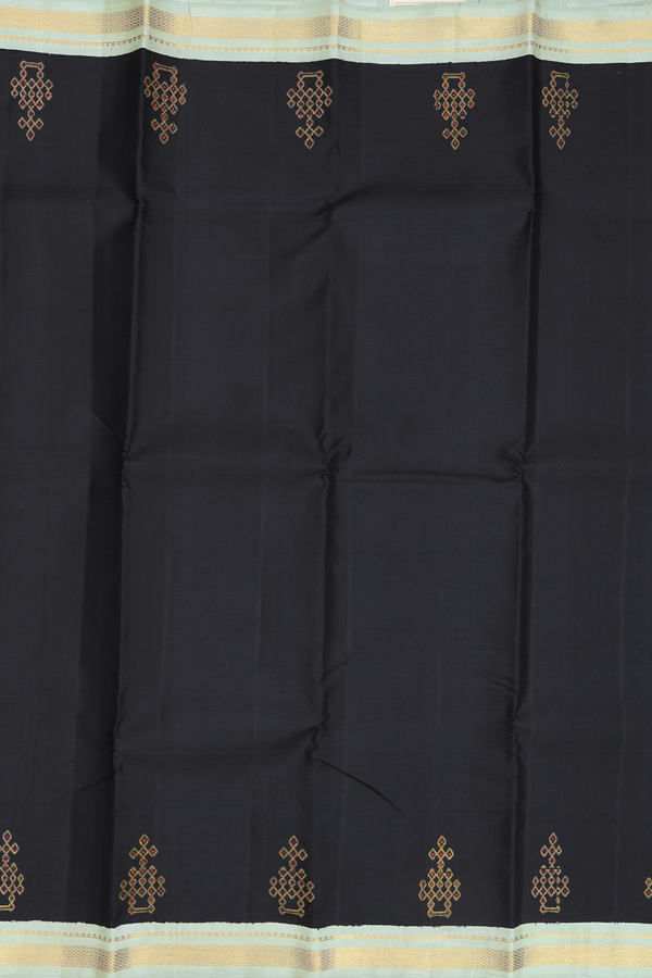 Kanchipuram Silk Saree In Black With Korvai Border