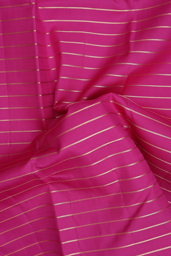 Kanchipuram Silk Saree In Dark Pink With Stripes Design