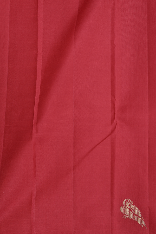 Kanchipuram Silk Saree In Red With Parrot Buttas