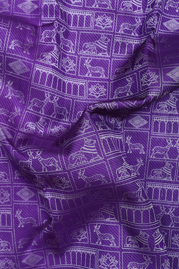 Kanchipuram Silk Saree In Purple With Brocade Design