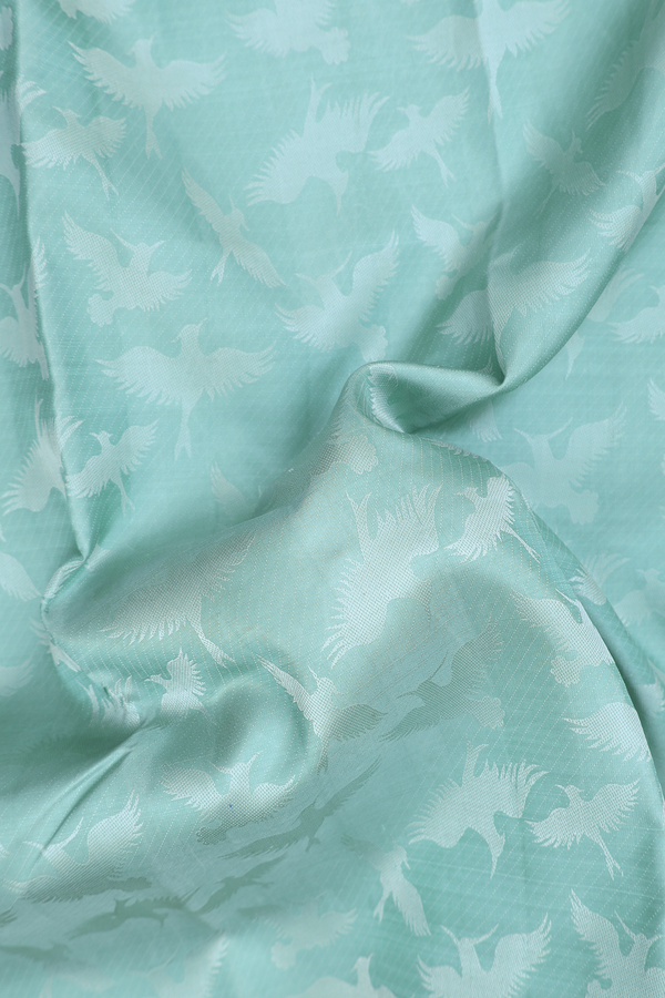 Kanchipuram Silk Saree In Mint Blue With Birds Design