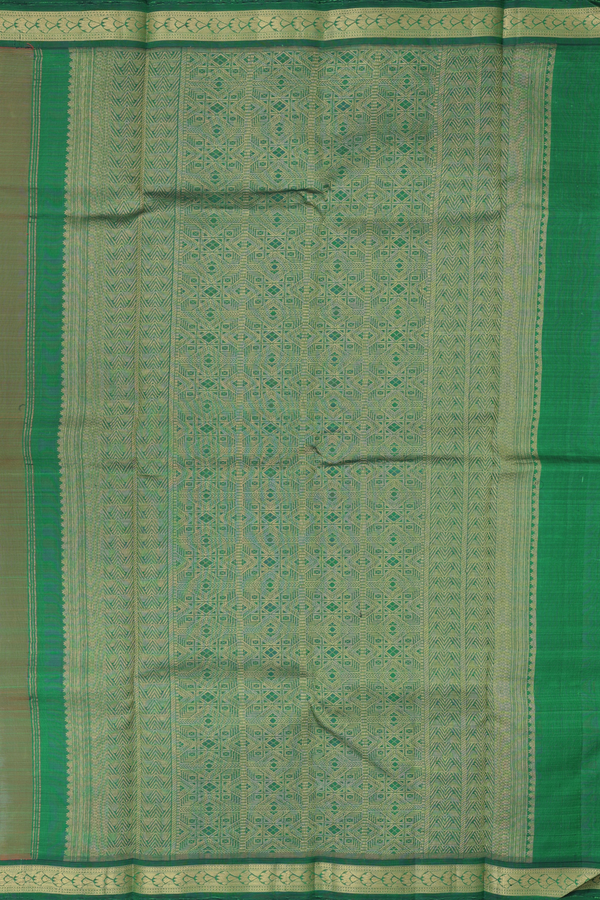 Kanchipuram Silk Saree In Coral Orange With Zari Buttas