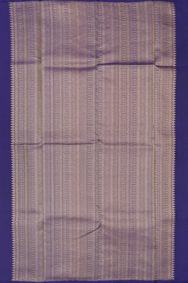 Kanchipuram Silk Saree In Navy Blue With Diamond Buttas