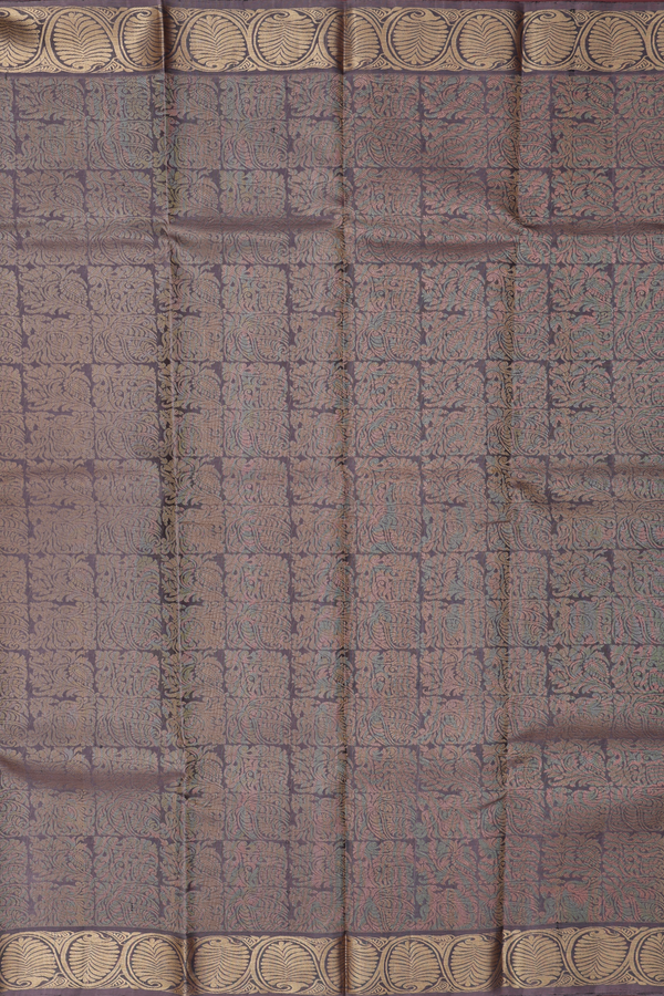 Kanchipuram Silk Saree In Cedar Brown With Brocade Design