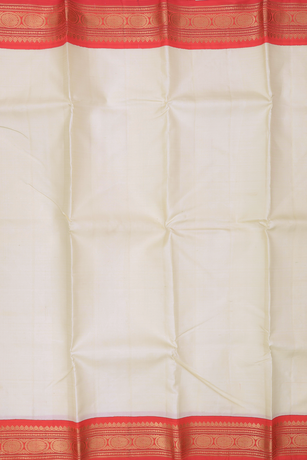 Kanchipuram Silk Saree In Off White With Contrast Border