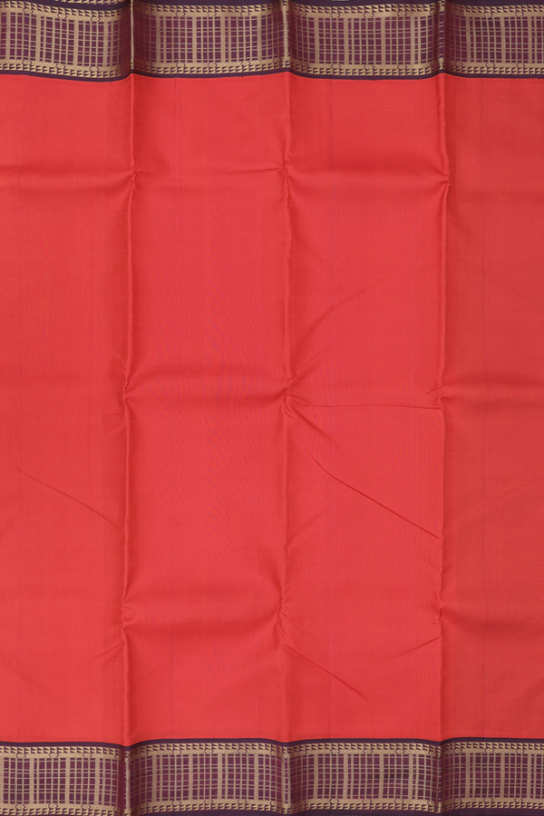 Kanchipuram Silk Saree In Chilli Red With Contrast Border