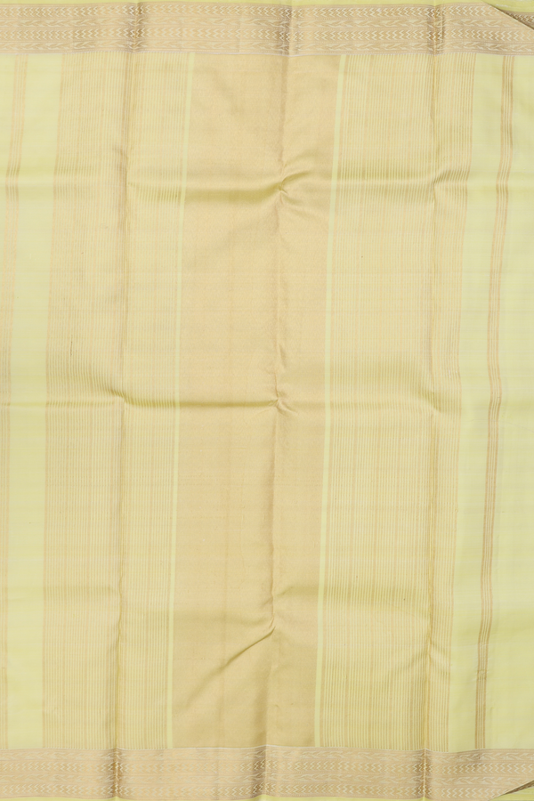 Kanchipuram Silk Saree In Light Yellow With Stripes Design