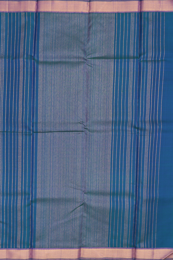 Kanchipuram Silk Saree In Capri Blue With Floral Buttis