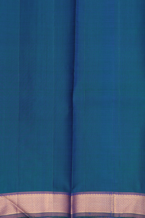 Kanchipuram Silk Saree In Capri Blue With Floral Buttis