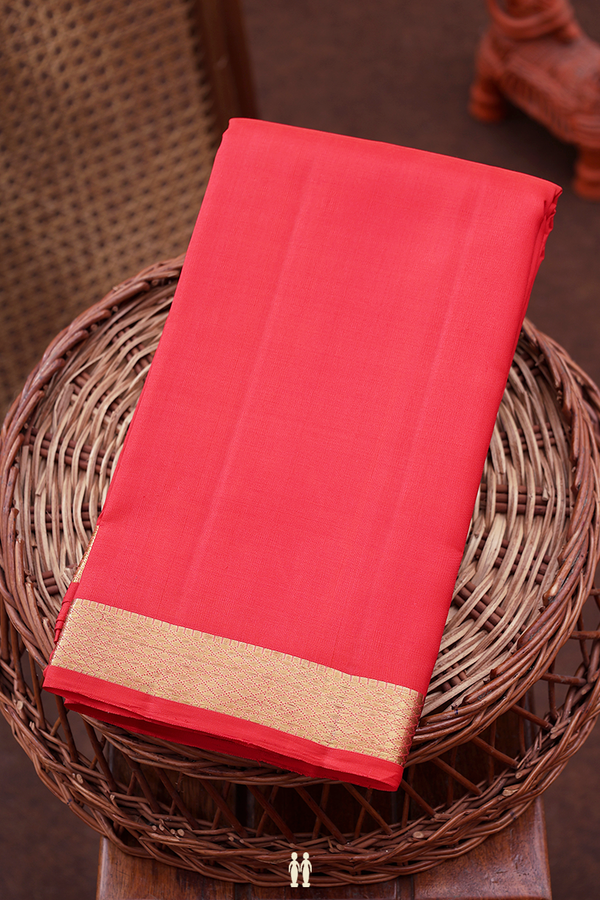 Kanchipuram Silk Saree In Scarlet Red With Zari Border