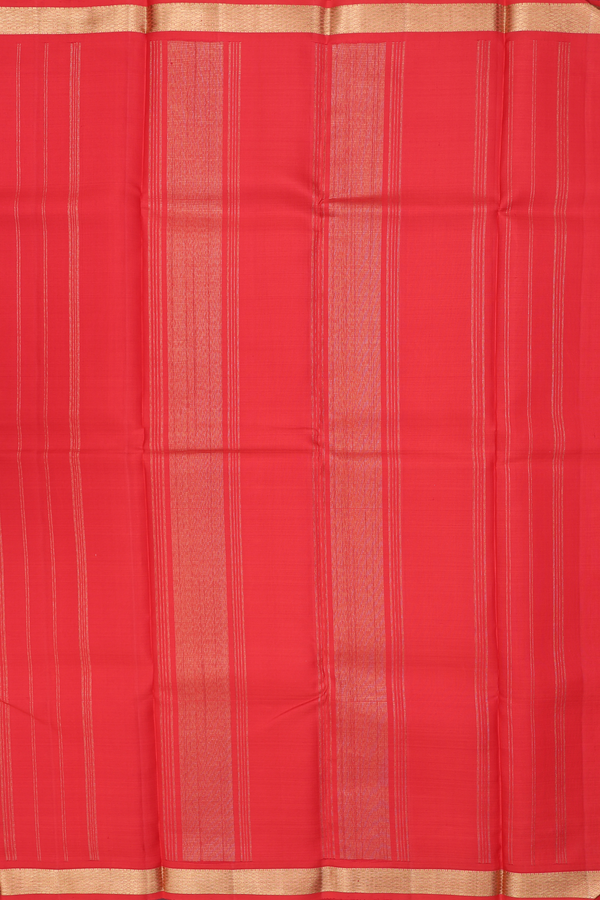 Kanchipuram Silk Saree In Scarlet Red With Zari Border