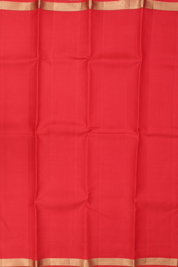 Kanchipuram Silk Saree In Scarlet Red With Zari Border