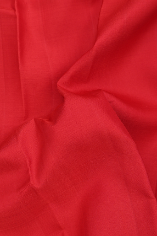 Kanchipuram Silk Saree In Scarlet Red With Zari Border
