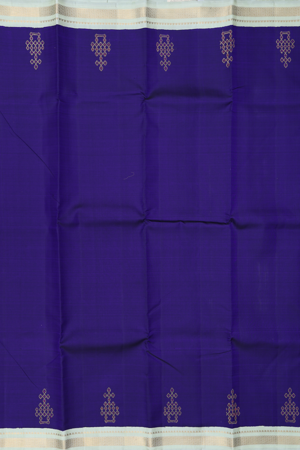 Kanchipuram Silk Saree In Royal Blue With Contrast Border