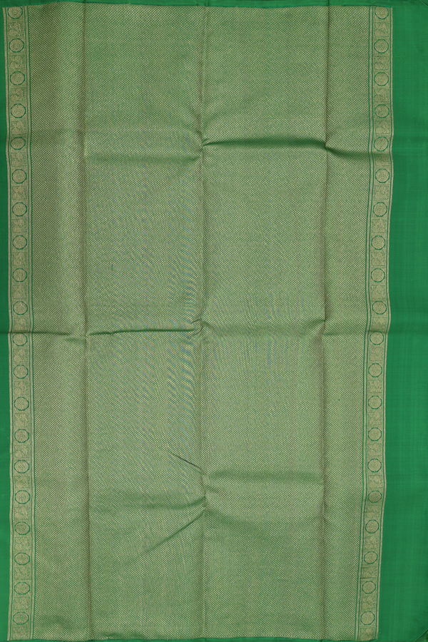 Kanchipuram Silk Saree In Emerald Green With Zari Buttas