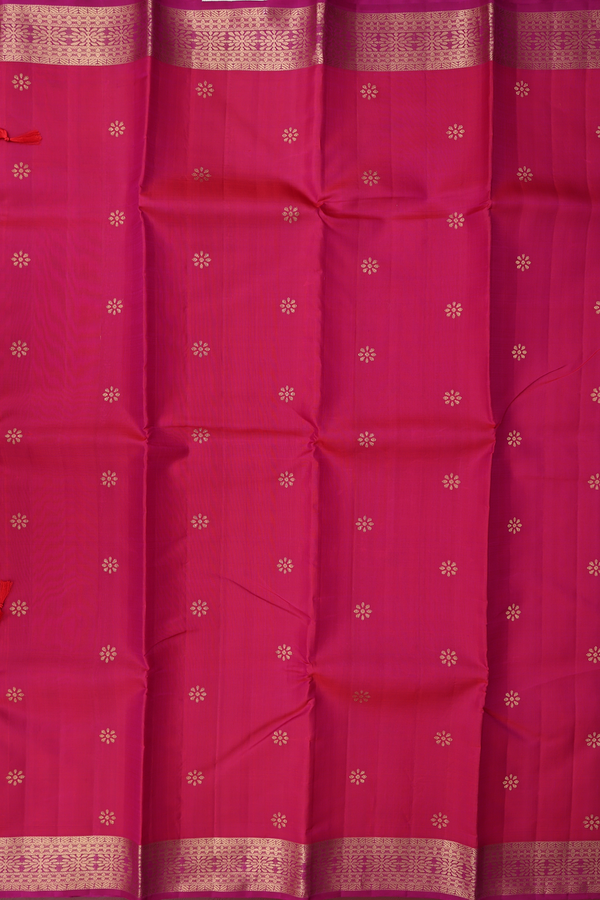 Kanchipuram Silk Saree In Deep Mulberry With Floral Buttas