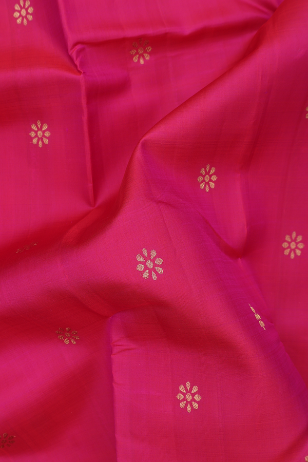 Kanchipuram Silk Saree In Deep Mulberry With Floral Buttas
