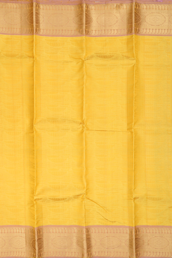 Kanchipuram Silk Saree In Royal Yellow With Jacquard Pattern