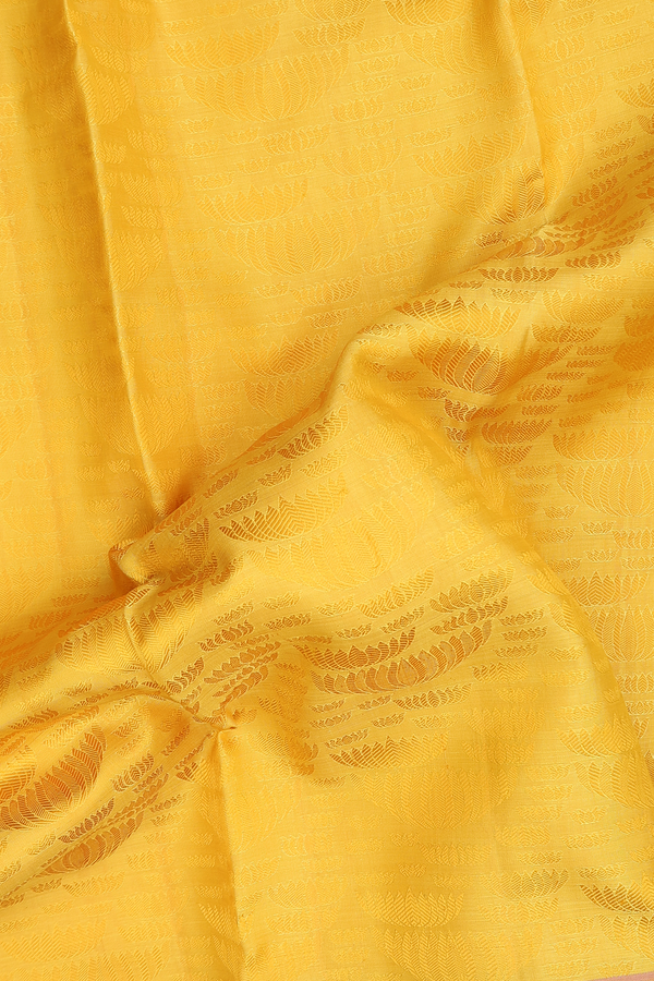 Kanchipuram Silk Saree In Royal Yellow With Jacquard Pattern