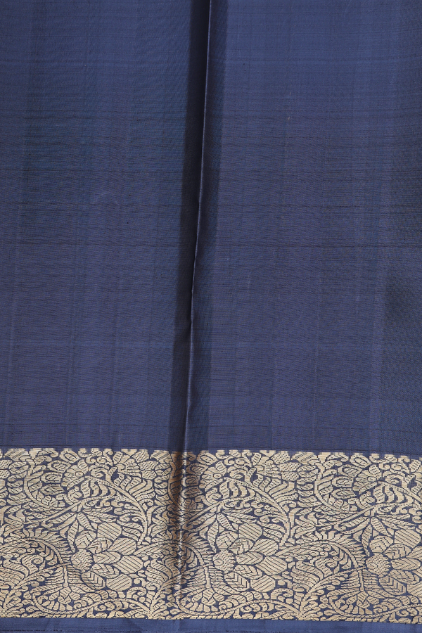 Kanchipuram Silk Saree In Prussian Blue With Zari Border
