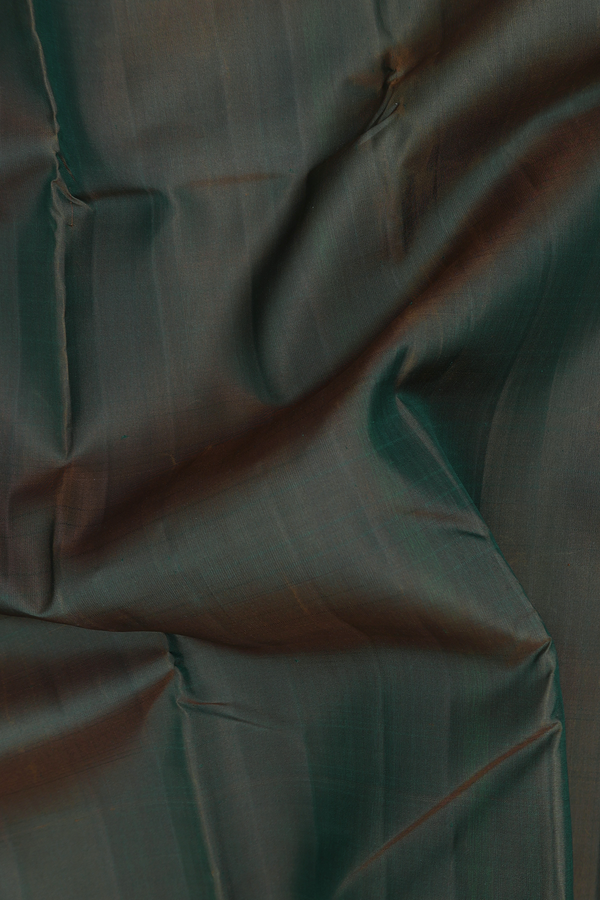 Kanchipuram Silk Saree In Dark Moss Green With Zari Border